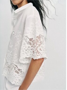 ZARA EMBROIDERED EYELET SHIRT
